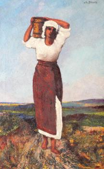 Octav Bancila : Peasant woman with a jar